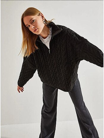 Pull en maille à col roulé et fermeture éclair à motifs bianco lucci