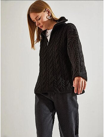 Pull en maille à col roulé et fermeture éclair à motifs bianco lucci