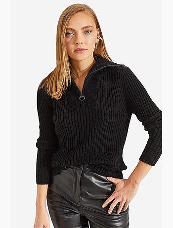 Pull en maille à col roulé et fermeture éclair lucci
