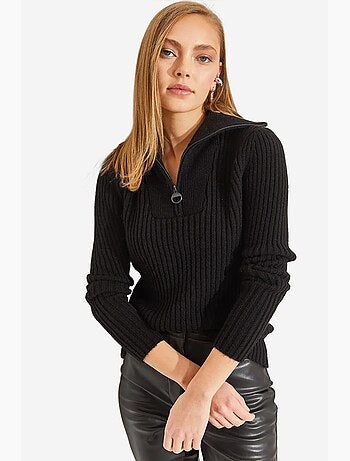 Pull en maille à col roulé et fermeture éclair lucci