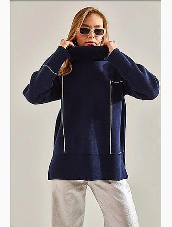 Pull en maille à col roulé et motifs géométriques lucci