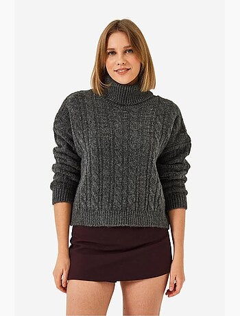 Pull en maille à col roulé et motifs lucci