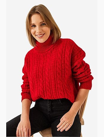 Pull en maille à col roulé et motifs lucci