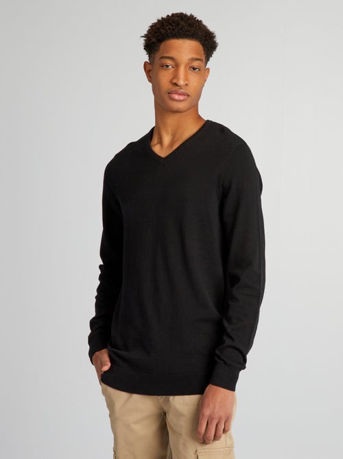 Pull en maille à col V + d'1m90 - Kiabi