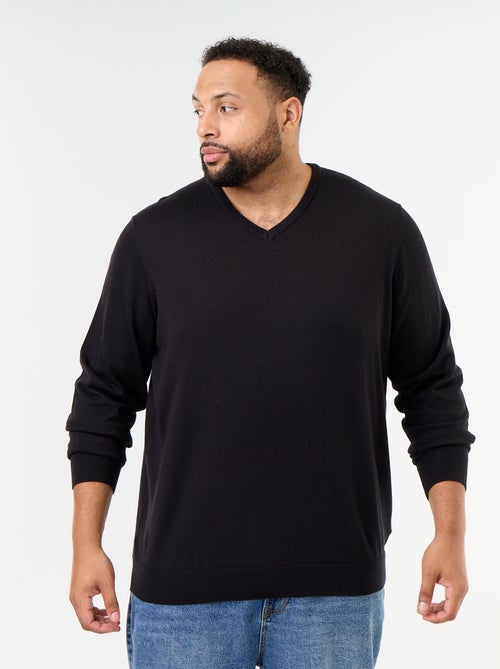 Pull en maille à col V - Kiabi