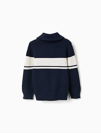 Pull en maille à col zippé à rayures