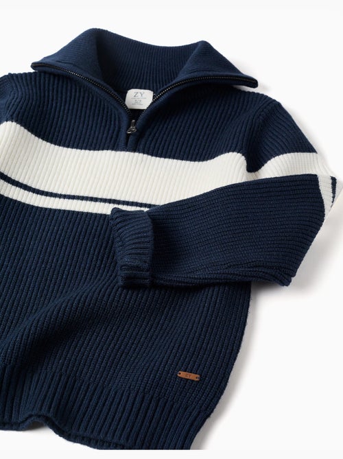 Pull en maille à col zippé à rayures - Kiabi Pull en maille à col zippé à rayures - Kiabi