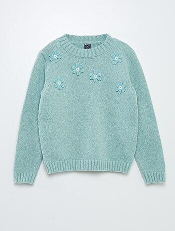 Pull en maille à fleurs