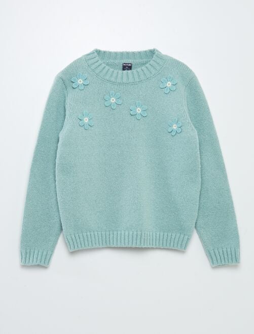 Pull en maille à fleurs - Kiabi