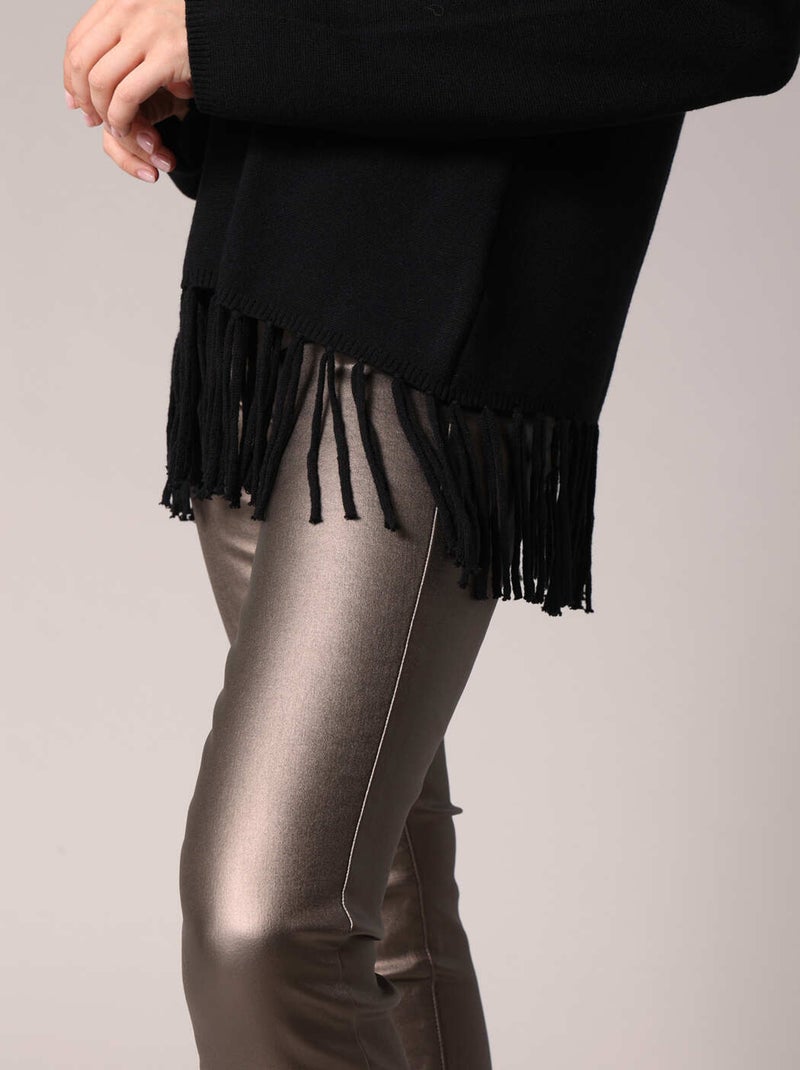 Pull en maille à franges
 'Deeluxe' Noir - Kiabi