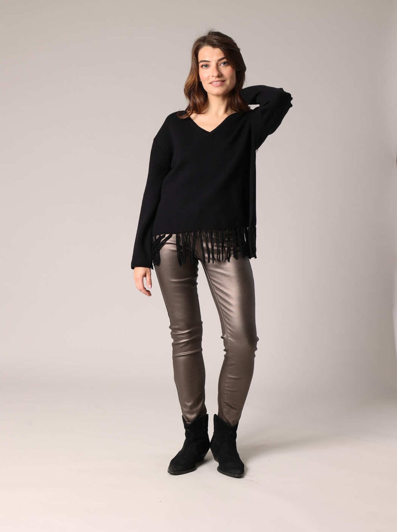 Pull en maille à franges
 'Deeluxe' Noir - Kiabi