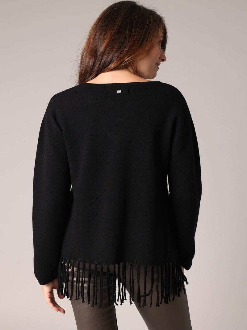Pull en maille à franges
 'Deeluxe' Noir - Kiabi