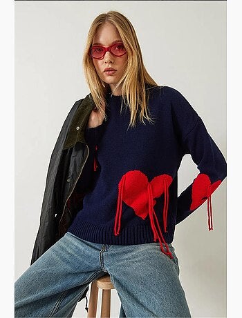 Pull en maille à franges en forme de cœur lucci