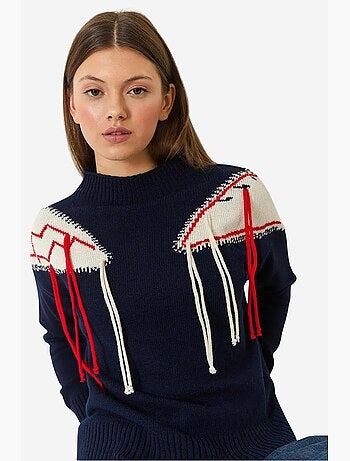 Pull en maille à franges et épaules lucci