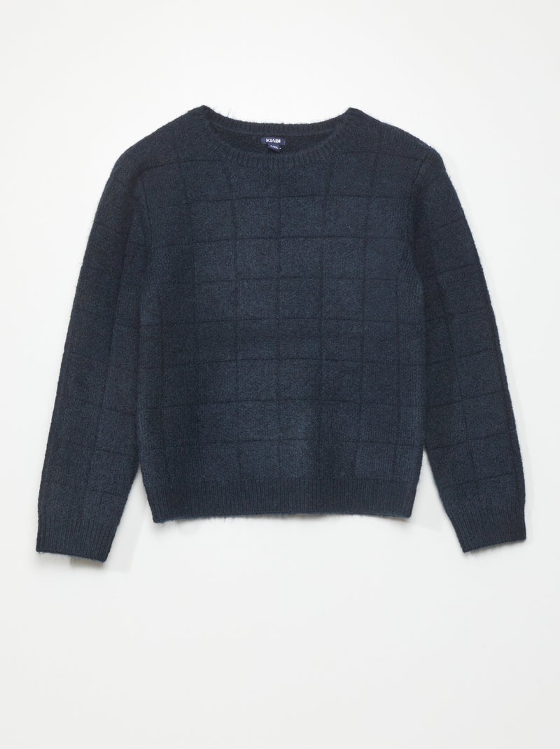 Pull en maille à manches longues Bleu nuit - Kiabi