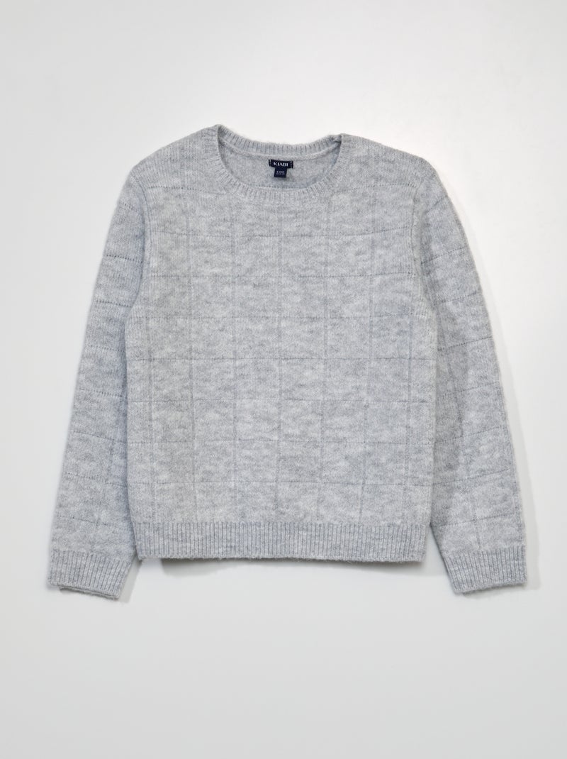 Pull en maille à manches longues Gris - Kiabi