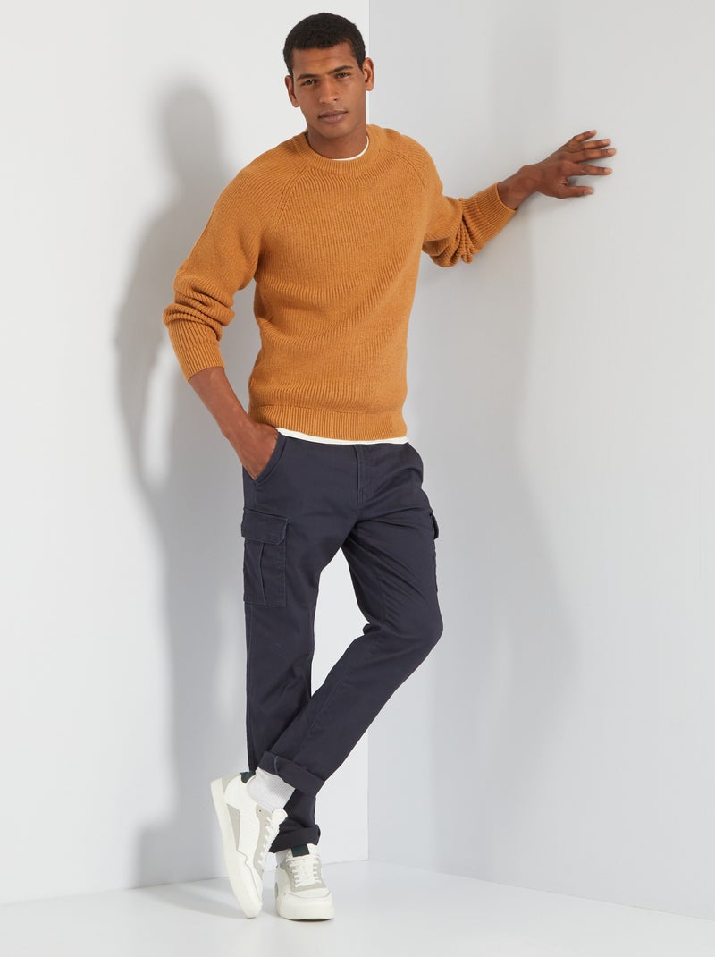 Pull en maille à manches raglans Marron - Kiabi