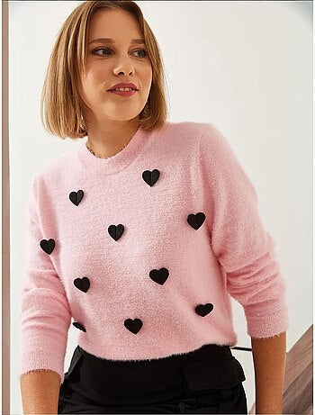 Pull en maille à motif cœur bianco lucci