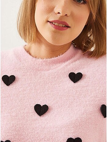 Pull en maille à motif cœur bianco lucci
