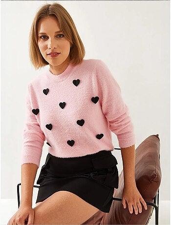 Pull en maille à motif cœur bianco lucci