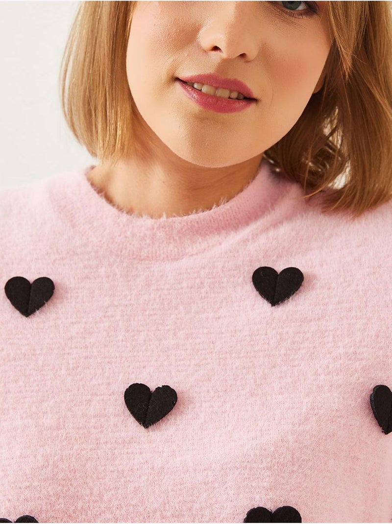 Pull en maille à motif cœur bianco lucci Rose clair - Kiabi