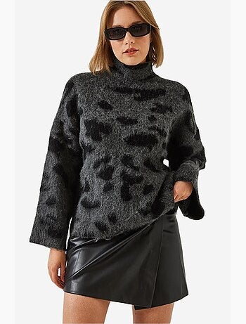 Pull en maille à motif demi-col roulé lucci