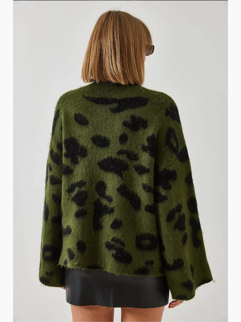 Pull en maille à motif demi-col roulé lucci Kaki - Kiabi