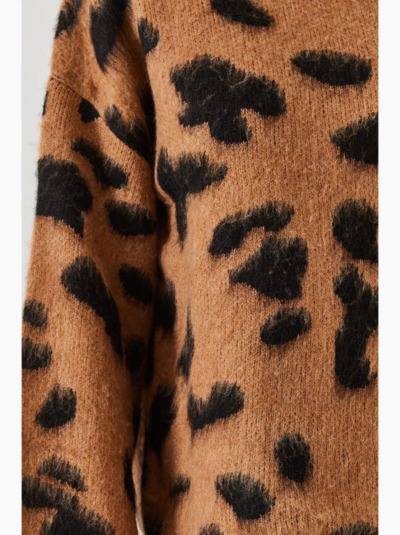 Pull en maille à motif demi-col roulé lucci Marron chocolat - Kiabi