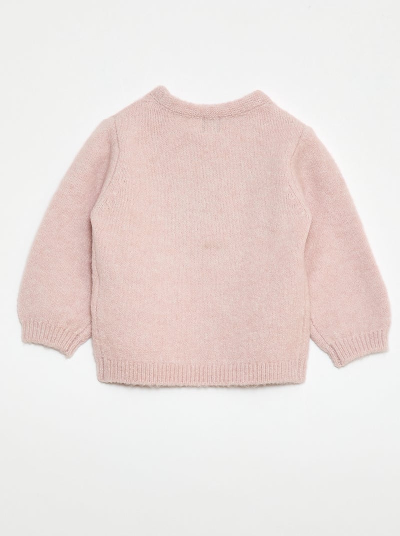 Pull en maille à motif fantaisie Rose - Kiabi
