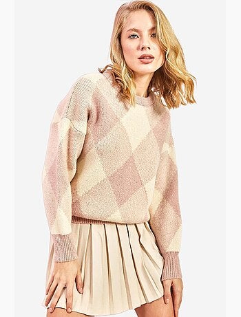 Pull en maille à motifs carrés lucci