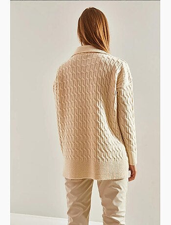 Pull en maille à motifs et col en v lucci