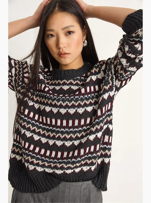 Pull en maille à motifs ethniques lucci - Kiabi Pull en maille à motifs ethniques lucci - Kiabi