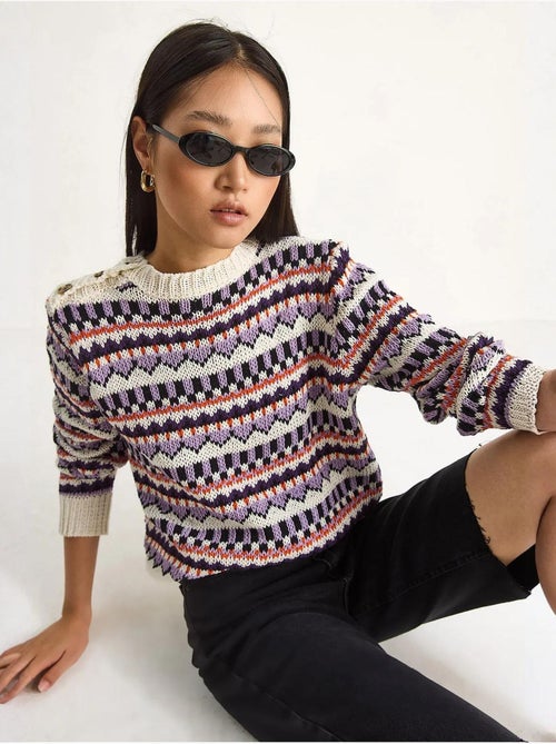 Pull en maille à motifs ethniques lucci - Kiabi Pull en maille à motifs ethniques lucci - Kiabi