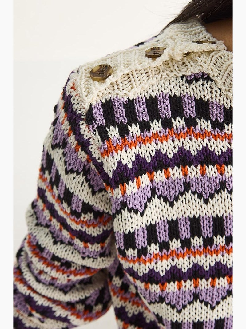 Pull en maille à motifs ethniques lucci Ivoire - Kiabi
