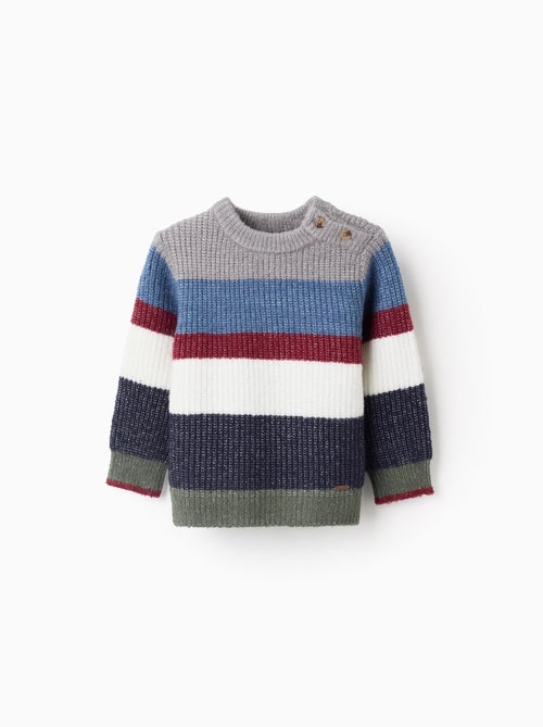 Pull en Maille à Rayures avec Boutons - Kiabi