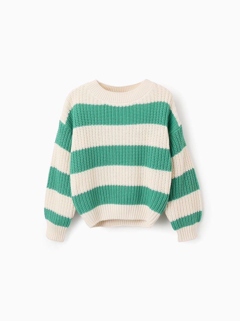 Pull en Maille à Rayures Beige clair - Kiabi