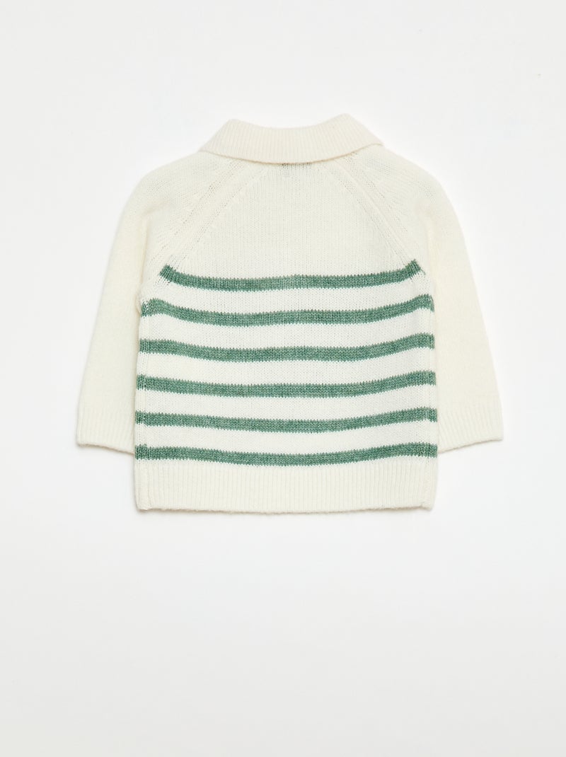 Pull en maille à rayures Blanc - Kiabi