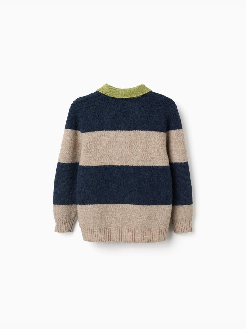 Pull en maille à rayures Bleu foncé - Kiabi