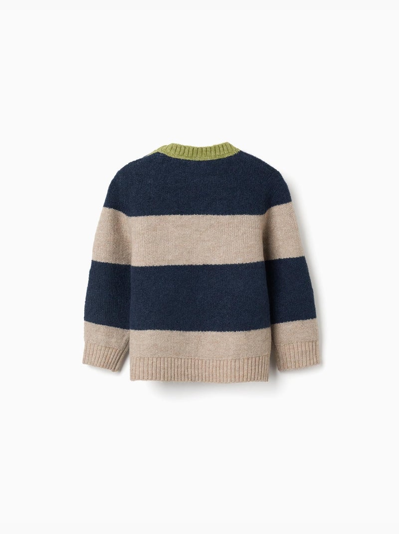 Pull en maille à rayures Bleu foncé - Kiabi