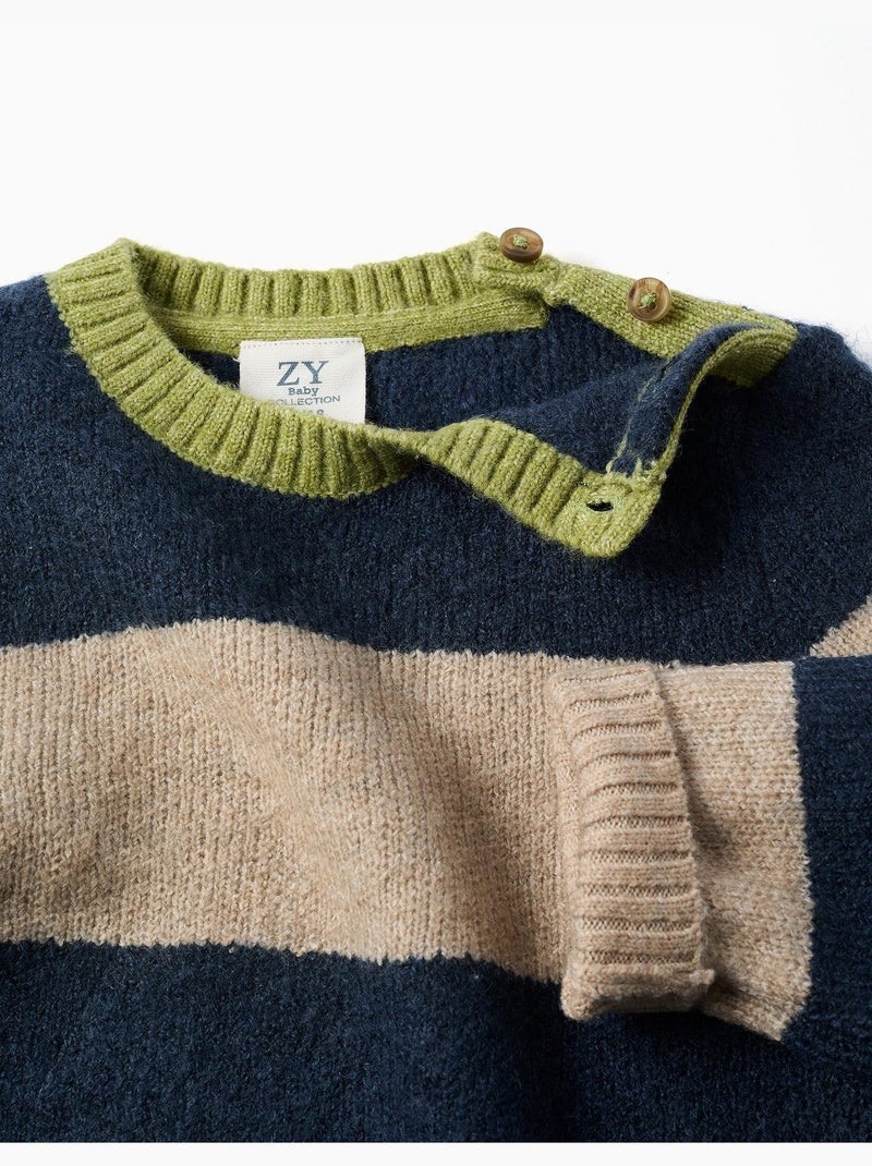 Pull en maille à rayures Bleu foncé - Kiabi