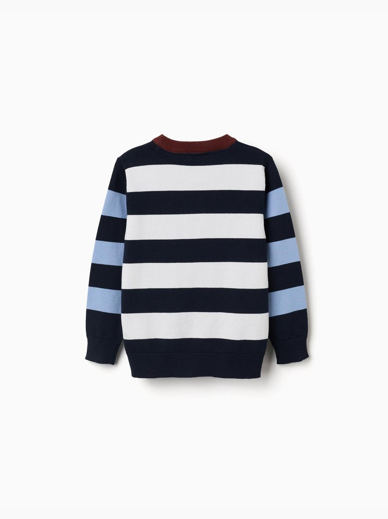 Pull en maille à rayures Bleu foncé - Kiabi