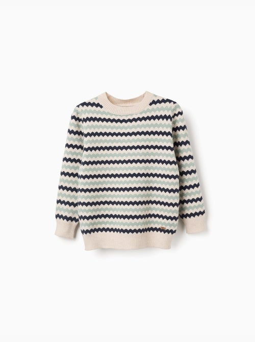 Pull en maille à rayures en jacquard B&S - Kiabi