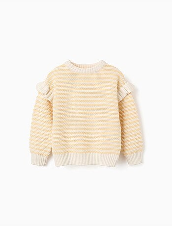 Pull en maille à rayures et volants