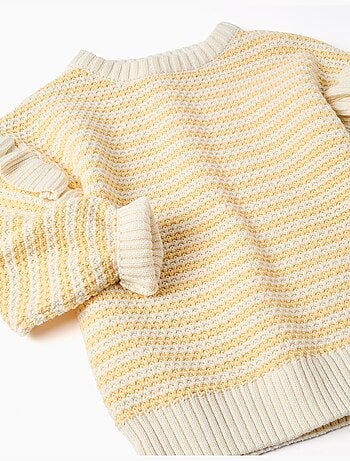 Pull en maille à rayures et volants