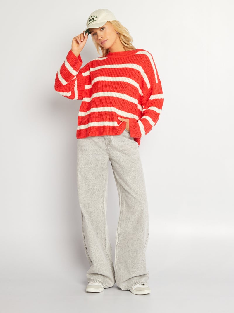 Pull en maille à rayures 'JDY' Rose - Kiabi