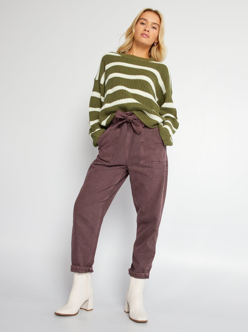 Pull en maille à rayures 'JDY' Vert - Kiabi