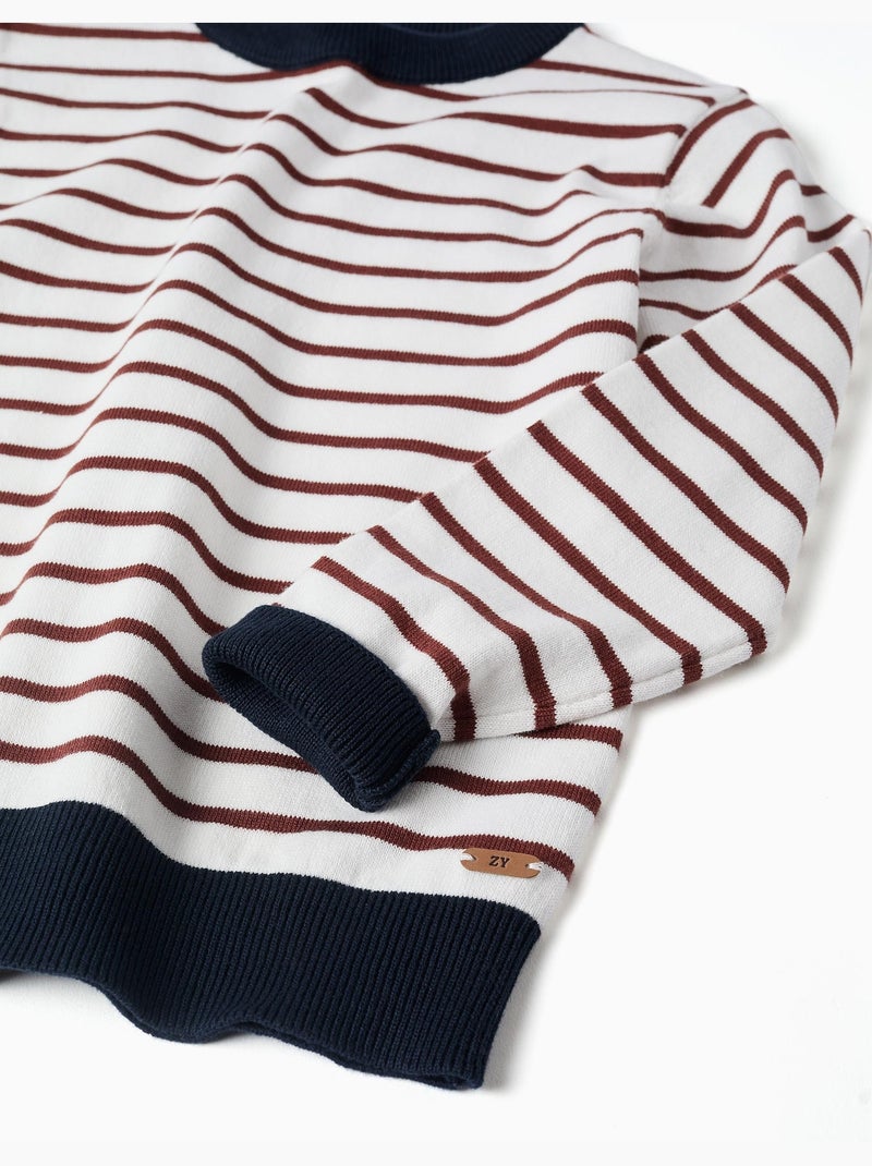 Pull en maille à rayures Marron - Kiabi