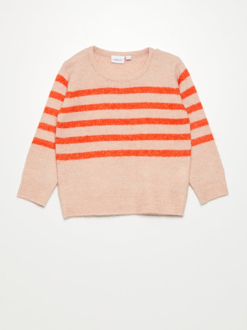 Pull en maille à 'rayures' Rose/orange - Kiabi