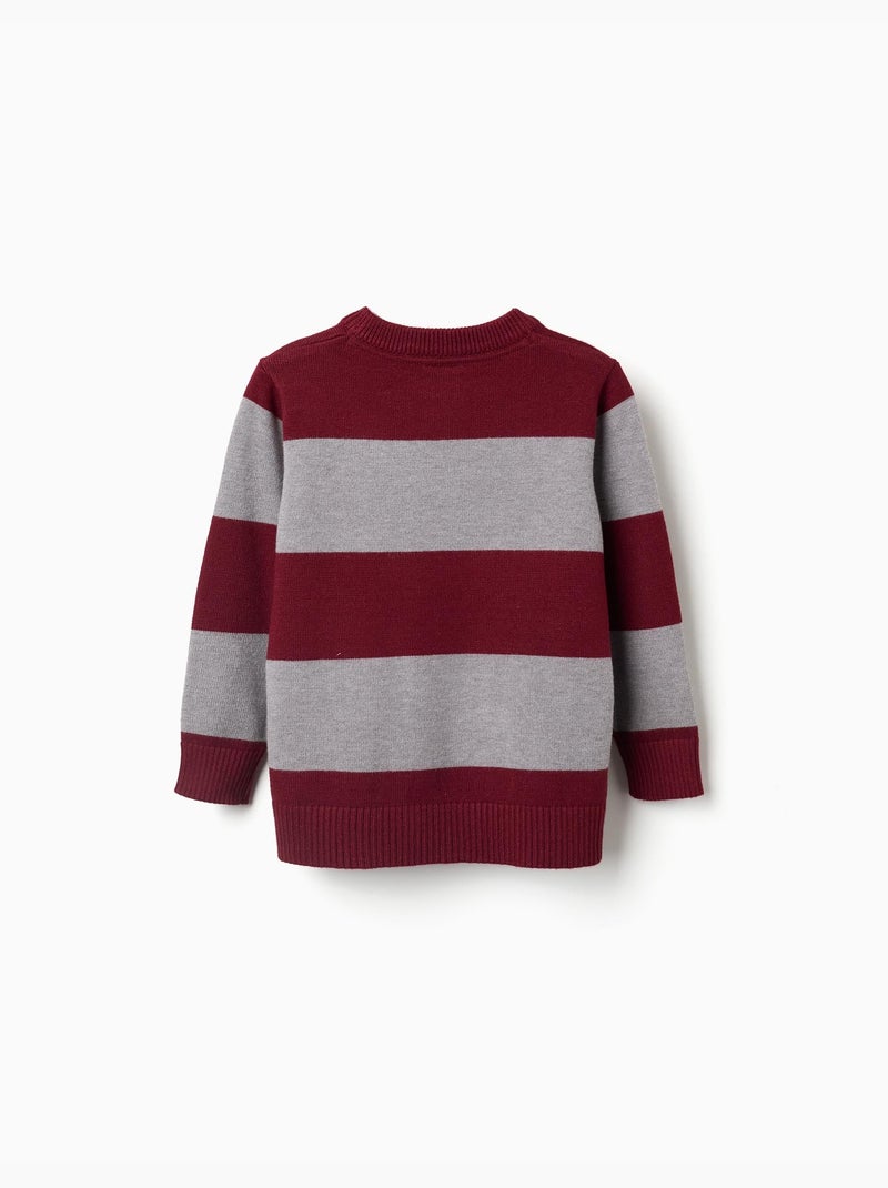 Pull en maille à rayures Rouge foncé - Kiabi