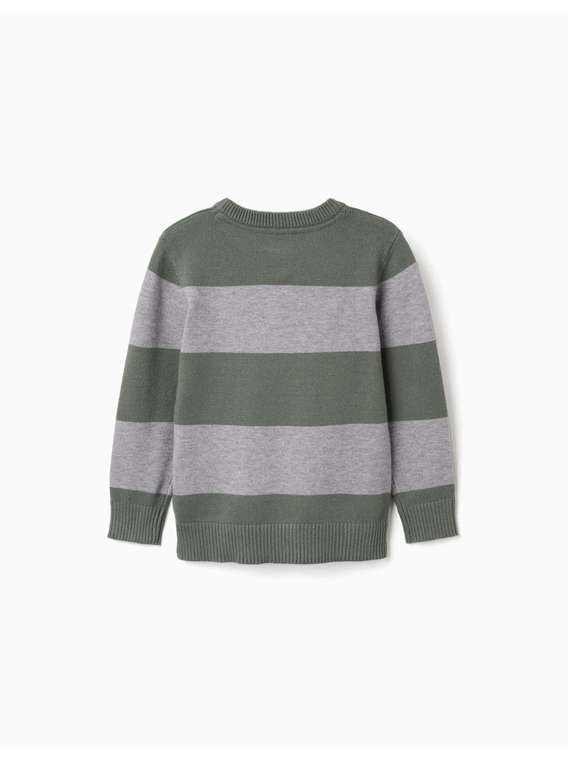 Pull en maille à rayures Vert foncé - Kiabi